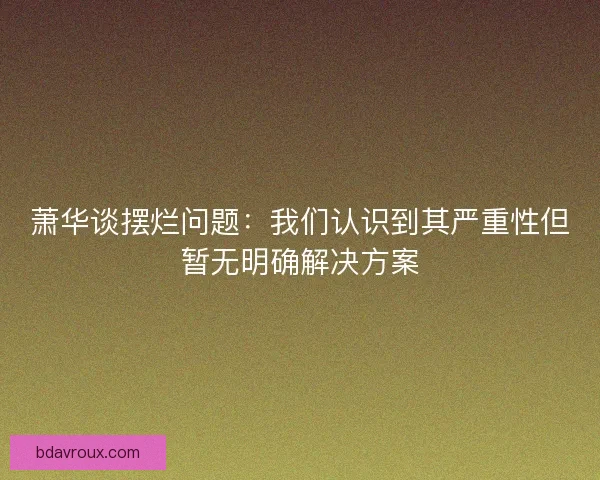 萧华谈摆烂问题:我们认识到其严重性但暂无明确解决方案 萧华谈摆烂问题:我们认识到其严重性但暂无明确解决方案