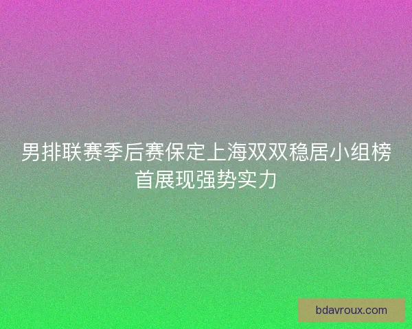 男排联赛季后赛保定上海双双稳居小组榜首展现强势实力 男排联赛季后赛保定上海双双稳居小组榜首展现强势实力