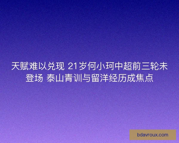 天赋难以兑现 21岁何小珂中超前三轮未登场 泰山青训与留洋经历成焦点